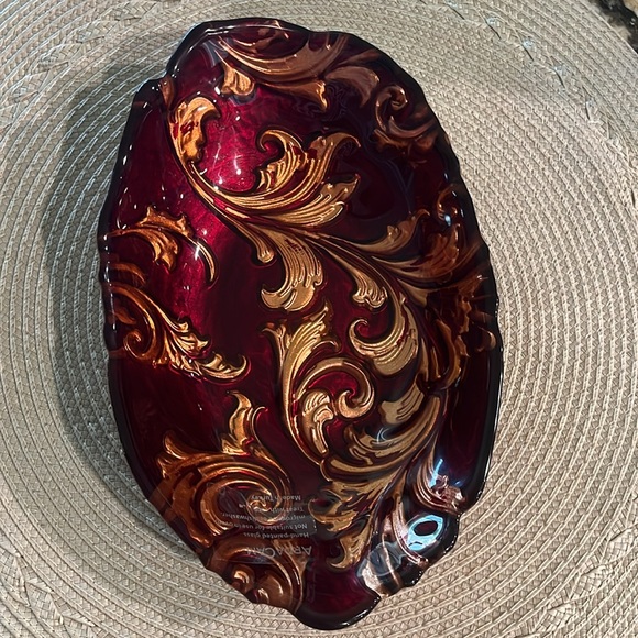 Arda Reverse Painted Vintage Goofus Glass Candy Dish - Picture 2 of 7